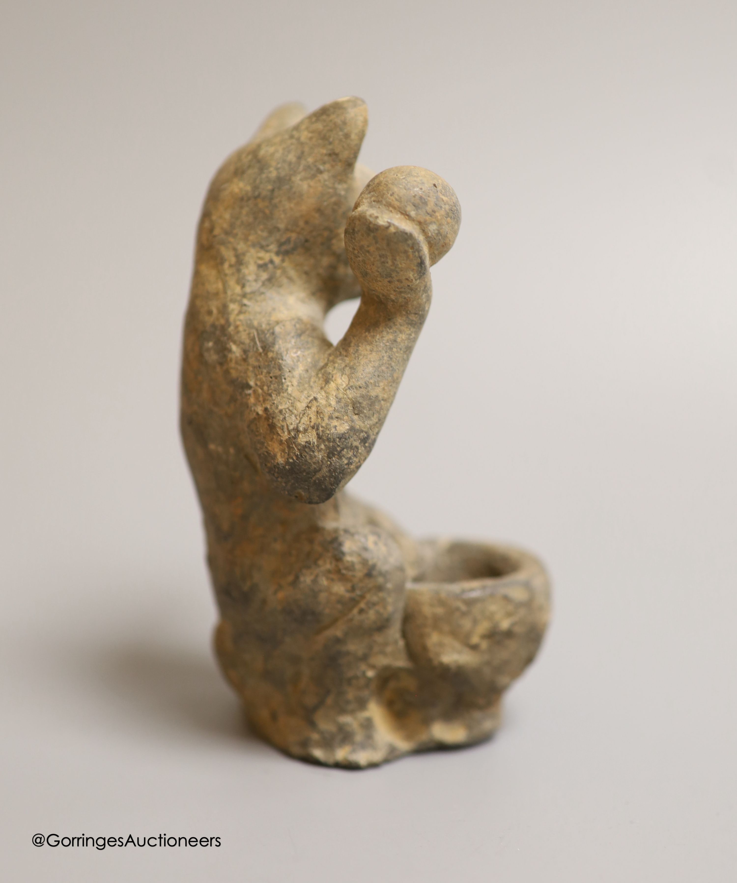 A Chinese Han dynasty style figure of a cat, height 12cm